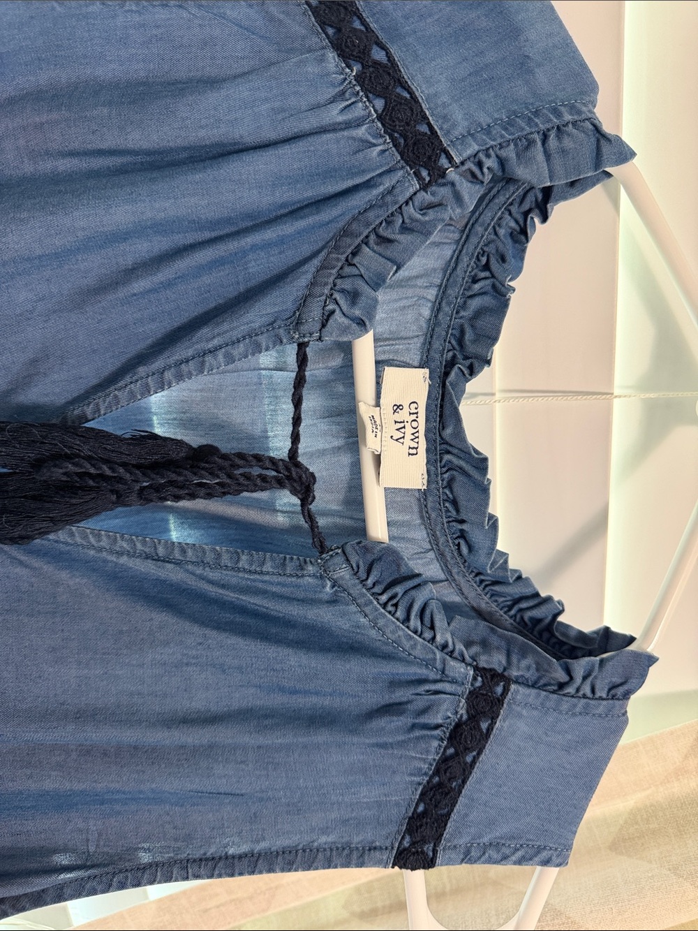 crown &Ivy Blue Jean dress  color with black trimming - Picture 5 of 6